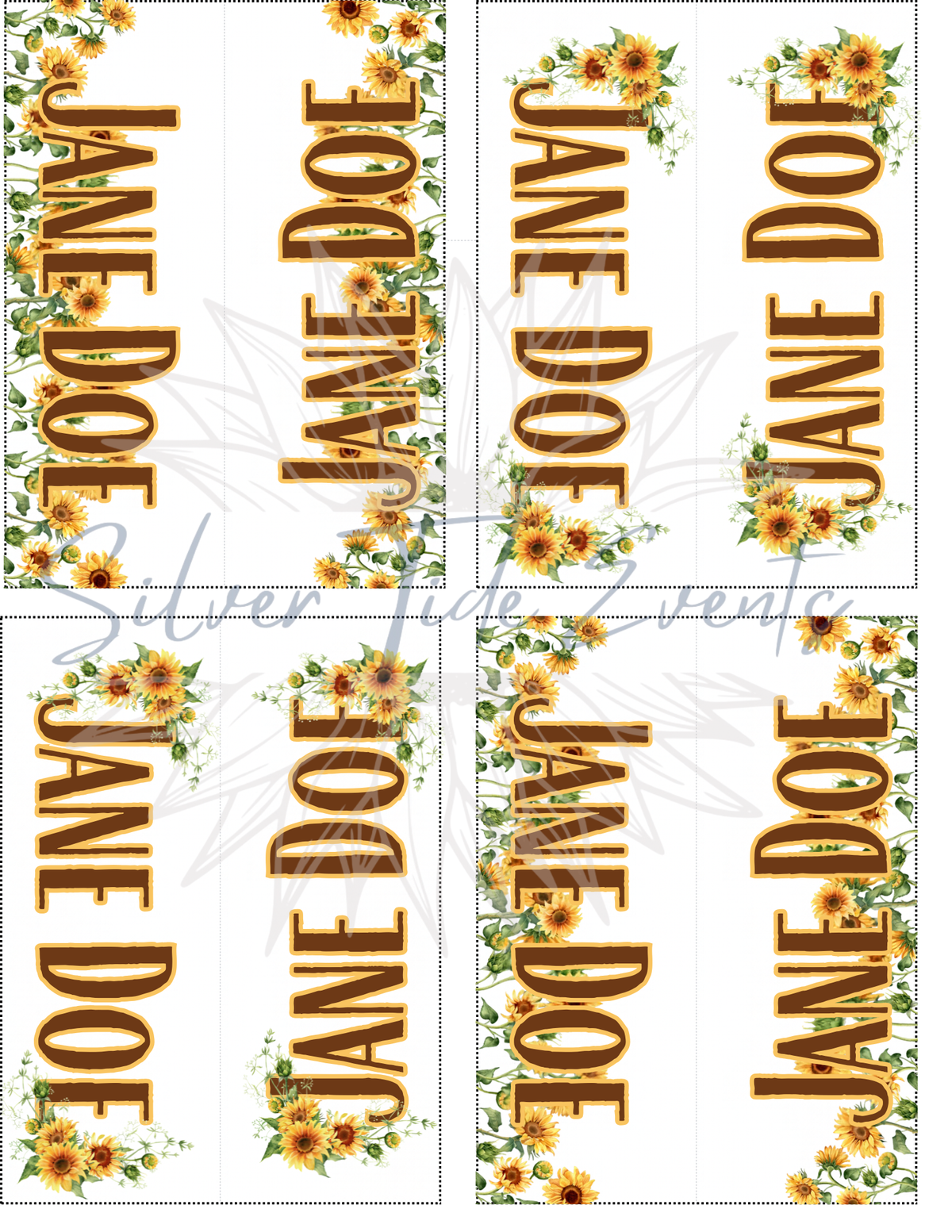 Sunflower Social Name Cards