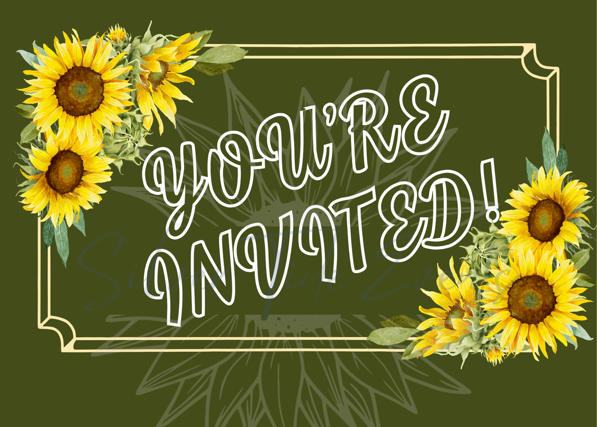 Sunflower Social Personal Invitation – Front & Back Canva Template