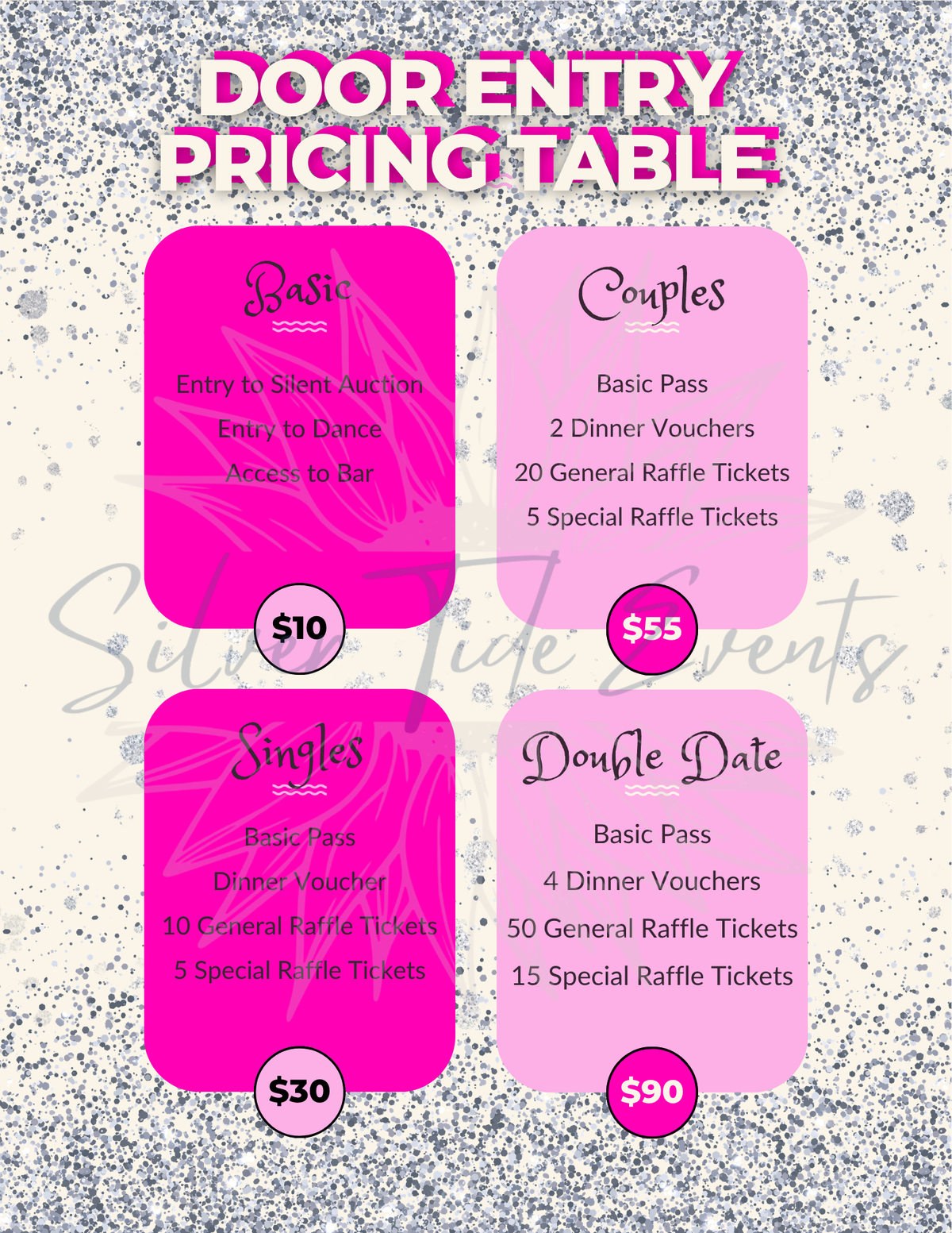 Pretty in Pink Gala Ticket Pricing Sheet