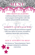 Barbie Party Food Menu – Canva Template