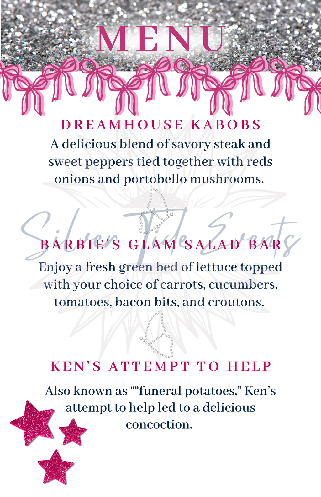 Barbie Party Pack – Invitation, Food Menu & Mocktail Menu Canva Bundle