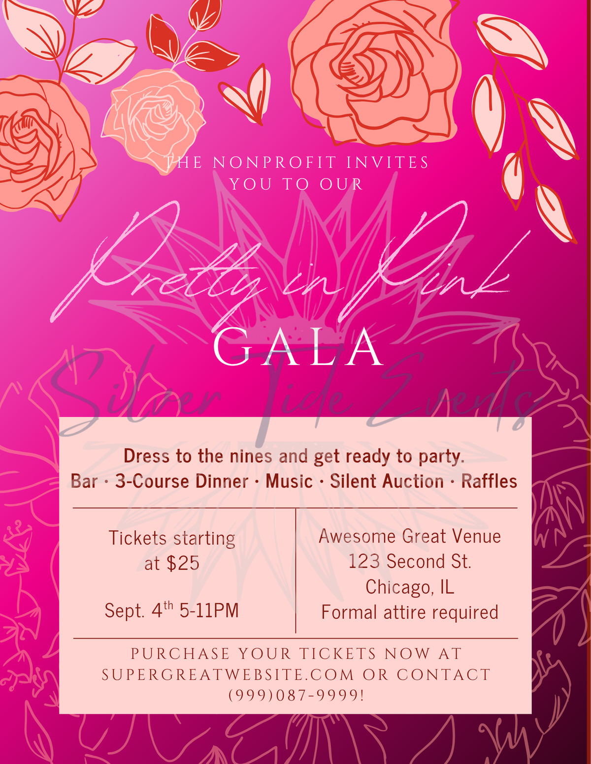 Pretty in Pink Gala Flyer – Canva Template