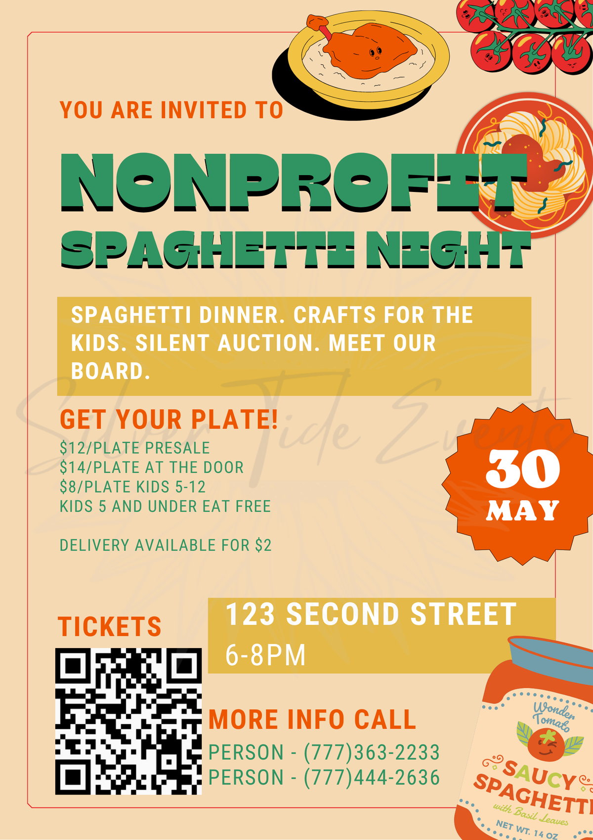 Nonprofit Spaghetti Feed Flyer Canva Template