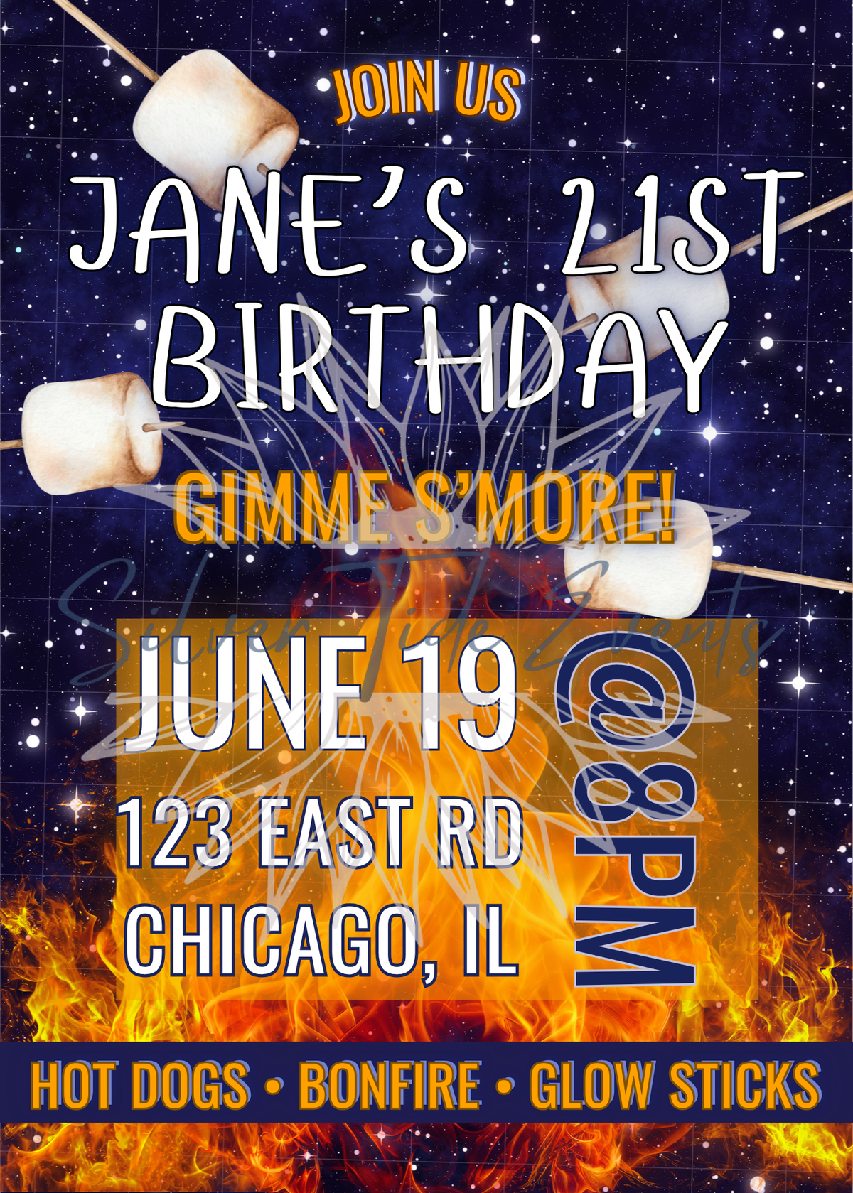 Gimme S'more Bonfire Party Invitation – Canva Template